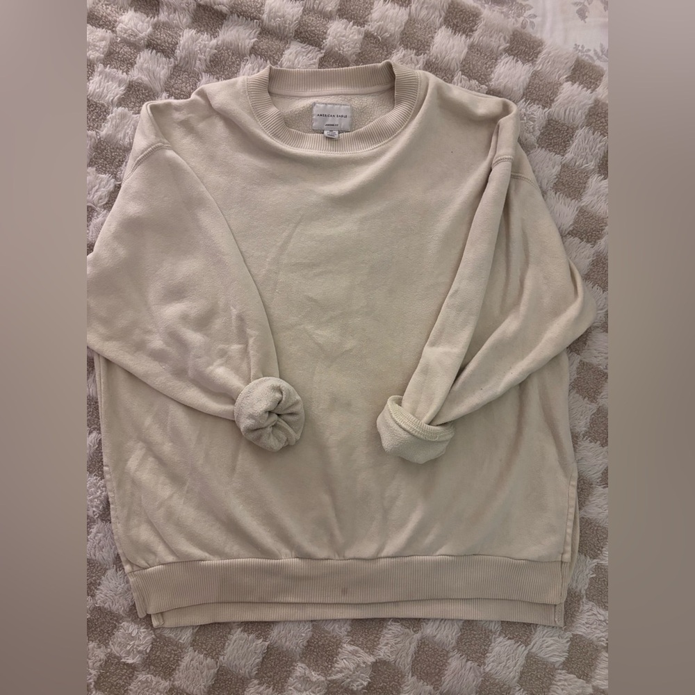 American Eagle Outfitters Women's Beige Crew Neck Sweater